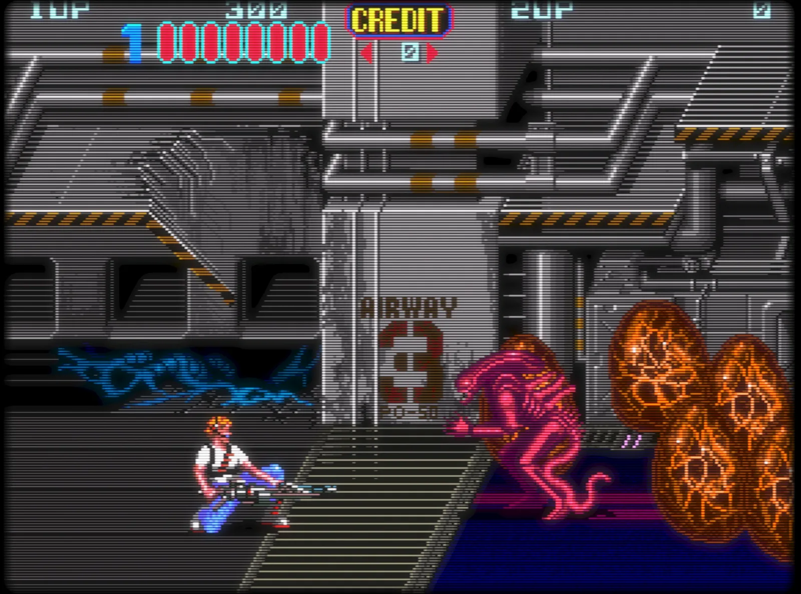 Een klassieke arcadegame met de CRT-shader van RetroArch